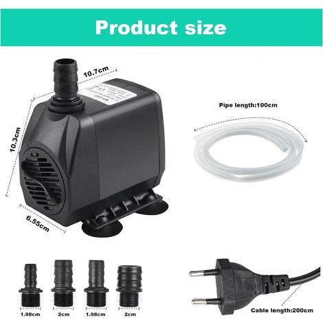 Pompe à Eau 2500L/H Submersible Pompe 45W Pompe de Bassin, Pompe de Filtration, Pompe à Fontaine, Pompe D'alimentation, Pompe Ruisseau avec Câble de 2M, Tuyau, 4 Buses pour Étang Aquarium (1/4)