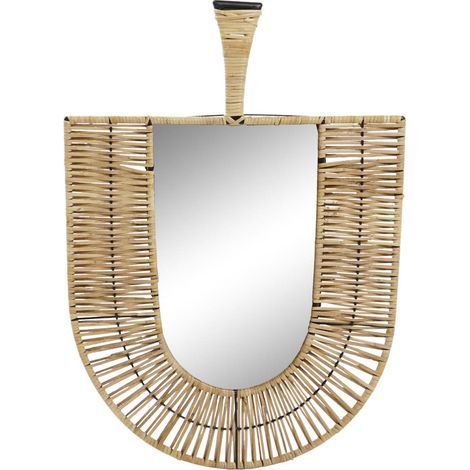 Miroir en rotin élégance naturelle et design - Marron naturel éventail en rotin