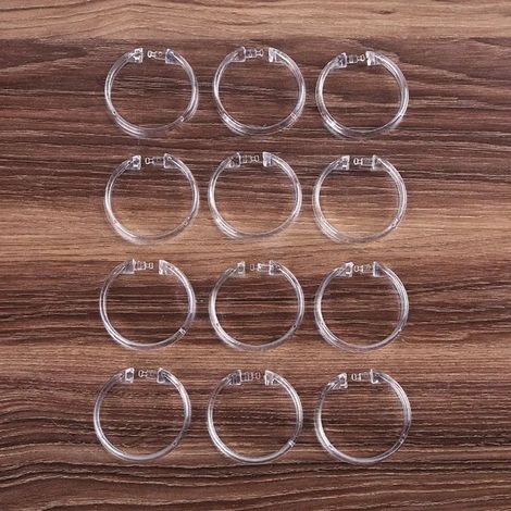 12 pièces/ensemble anneau de rideau de douche Durable crochet de rideau en acrylique rond Transparent (1/5)