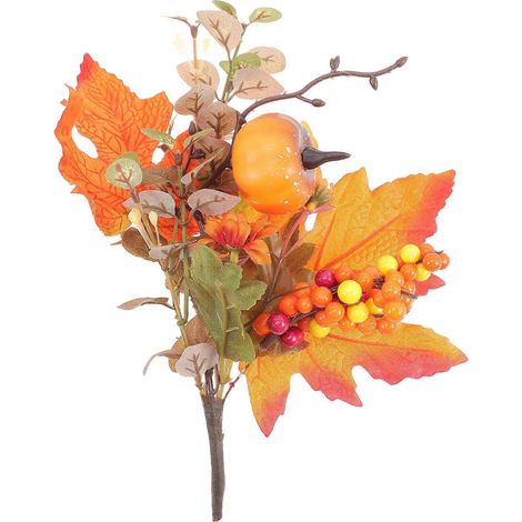 Herbstliche künstliche Beeren, Ahornblätter, Zweigdekoration für Thanksgiving-23x19cm (1/3)