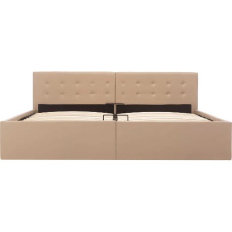 Lit coffre simili cuir beige Rundi 180x200 cm (1/5)
