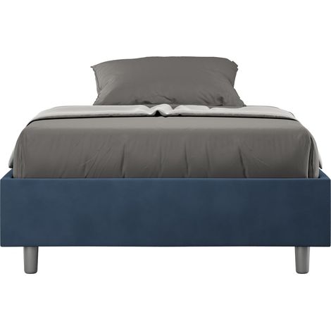 Letto Matrimoniale Francese Sommier 140x190 cm Senza Rete Azelia Blu (1/3)