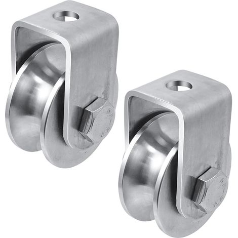 2 Pièces Poulie avec 2 Roulements à Billes,Poulie de Fitness en Acier Inoxydable,48mm de Diamètre,Poulie de Levage pour Cordes et Câbles de 16mm,Capacité de Charge de 200kg (1/5)