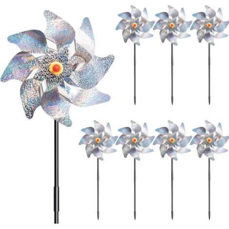 8PCS Moulin à Vent réfléchissant,Moulins à Vent Anti-Oiseaux,Anti-Oiseaux pour protéger Le Jardin,Répulsif Anti-Oiseaux réfléchissant (1/5)
