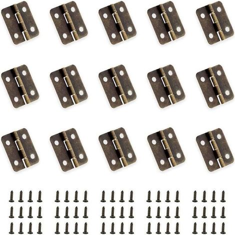 50 pezzi Mini cerniere in bronzo anticato, cerniere pieghevoli, connettori fai da te, piccole cerniere con 200 chiodi di ricambio per scatole di legno, portagioie, armadietti, accessori fai da te