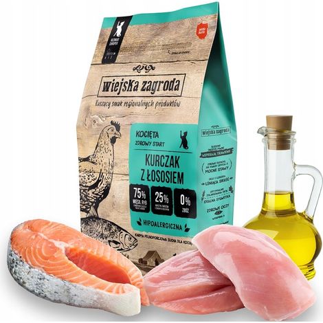 Wiejska Zagroda Pollo con Salmone 1,6 kg per cibo secco per gattini