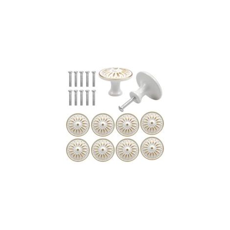 Tiradores de cajón blancos vintage (10 unidades), pomos para muebles de 35 mm - Crezuo