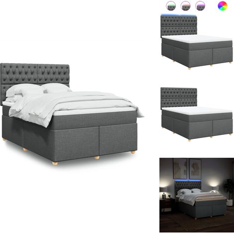 Sommier à lattes de lit avec matelas Gris foncé 140x190cm Tissu - Sommier À Lattes De Lit - Sommiers À Lattes De Lit - Lit - Meuble De Chambre À Coucher (1/5)