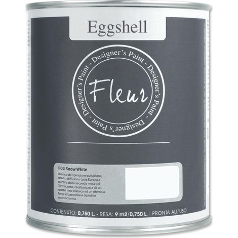 Fleur Designer'S Paint Fleur Eggshell Smalto Satinato Ad Alta Resistenza Per Mobili E Grandi Superfici - 0.75L - Snow White (1/4)