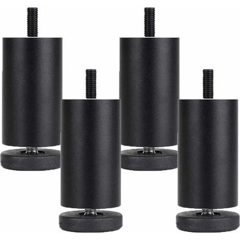 Juego de 4 patas ajustables para muebles en aleación de aluminio – Altura 10 cm – Acabado anodizado resistente a la corrosión – Para sofá, cama, mesa -Crezuo