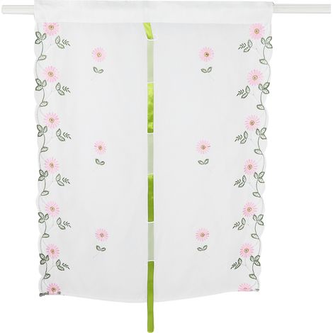 Rideau En Tulle Imprimé Chrysanthème - Store Romain Transparent Pour Salon Et Chambre - 80x150cm (1/5)