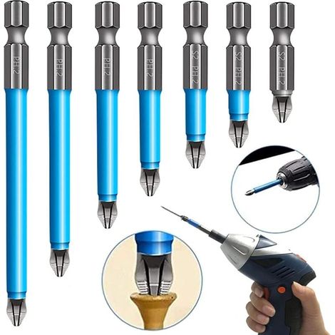 Lot de 7 embouts de perçage magnétiques hexagonaux antidérapants pour tournevis électriques, tournevis manuels et perceuses - Durables et légers-AquaForge (1/5)