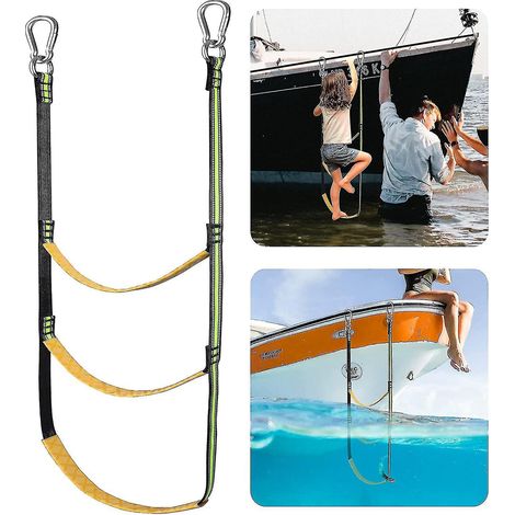 Strickleiter für Boote, tragbare, ausziehbare Strickleiter für Schlauchboote und Kajaks – 3 Stufen – Blau