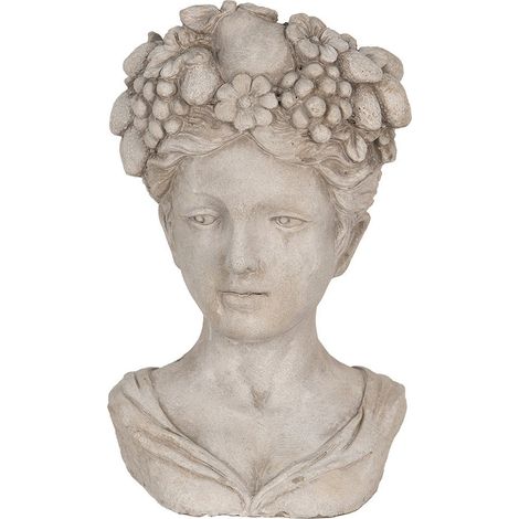 Cache-pot Décoratif en Forme de Tête Style Classique Pierre Grise pour Intérieur 22x21x35 cm - PANGIVO (1/4)