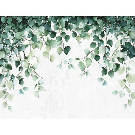 Papier peint feuilles vertes décoration murale pour cuisine et salon – 200 x 140 cm Wallarena (1/4)