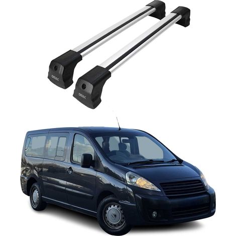 OMAC Dachträger Querträger kompatibel mit Fiat Scudo 2007-2016 – 2 Stangen – Abschließbar – Aluminium Silber (1/5)