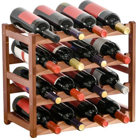 4-stufiges Weinregal aus Bambu für 16 Flaschen, maximale Traglast 75 kg, 43 x 23,5 x 38 cm, braun (1/5)