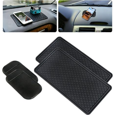 4 Pièces Tapis Antidérapant Voiture Tableau de Bord - Tapis Adhésif Antidérapant pour Tableau de Bord de Voiture pour Téléphone Portable, Clés (2 Grand 30x15cm et 2 Petit 13.5x7.5cm) (1/5)