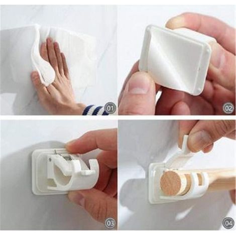 Support de tringle à rideau, crochet auto-adhésif pour tringle à rideau, crochet mural et fixation, installation facile, ABS, 4 pièces (1/3)