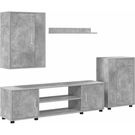 Ensemble de meuble TV 4 pièces,Banc TV,Armoire TV Gris béton Bois d'ingénierie CFW729926 (1/5)