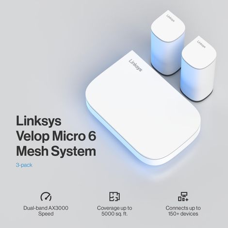 Sistema Wi-Fi mesh Linksys Velop Micro 6 dual-band Wi-Fi 6 (1/3)