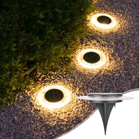 Lampes solaires LED de sol - Éclairage extérieur étanche pour jardin, terrasse, pelouse, patio, allée - Lot de 6 (1/4)