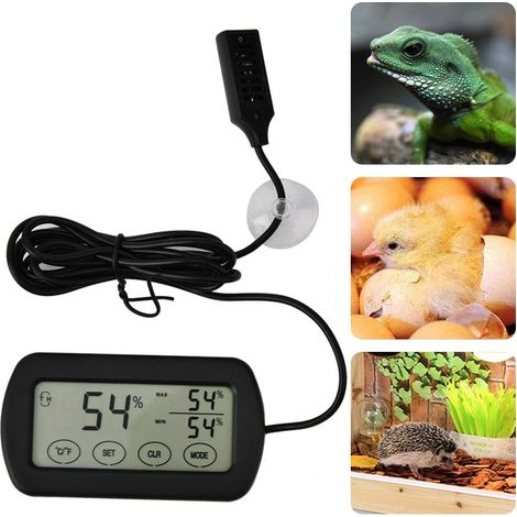 Thermomètre hygromètre numérique LCD pour incubateur d'œufs, réservoir reptiles, indicateur température intérieure et humidité extérieure (1/5)