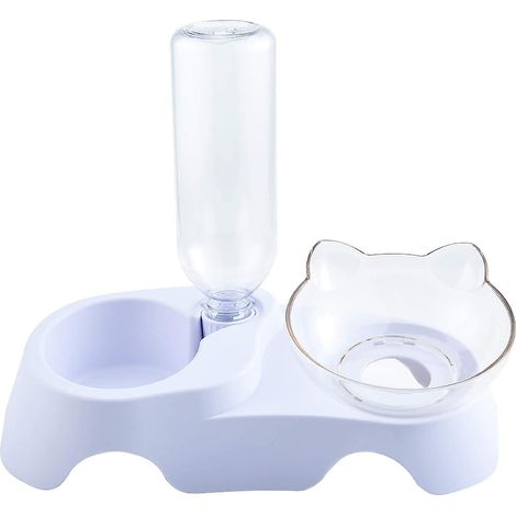 Gamelle double surélevée 2 en 1 à alimentation lente pour chat et chien - Protège la colonne cervicale et automatise l'hydratation (1/5)