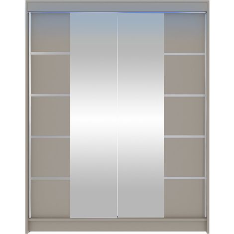Armario Closico Vastor V, Cachemira, 200x150x58cm, Puertas de armario: Correderas, Número de estantes: 5, LED (1/4)