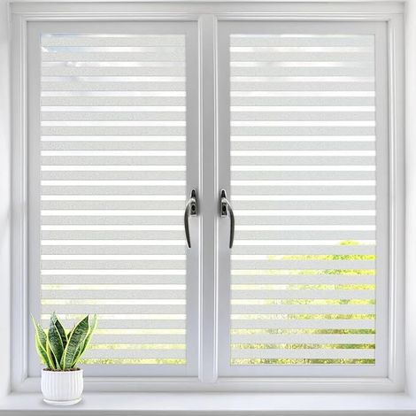 Elektrostatische Fensterfolie mit Streifendesign 45 x 200 cm, selbstklebende Fensterfolie mit elektrostatischem Kleber, blickdichte Fensterfolie für UV-Schutz im Büro, Zuhause, Badezimmer (1/5)