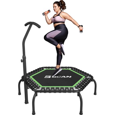 Trampoline, capacité de 250 kg, poignées réglables, noir (1/5)