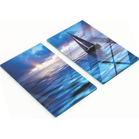 Taglieri da cucina in vetro con grafica marina a tema yacht, 2x30x52 cm (1/5)