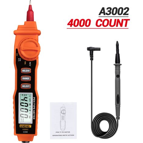 ANENG A3002 Stylo multimètre 4000 points Testeur portable numérique sans contact Outil de test de tension AC/DC/diode avec lampe de poche rétroéclairée (1/5)