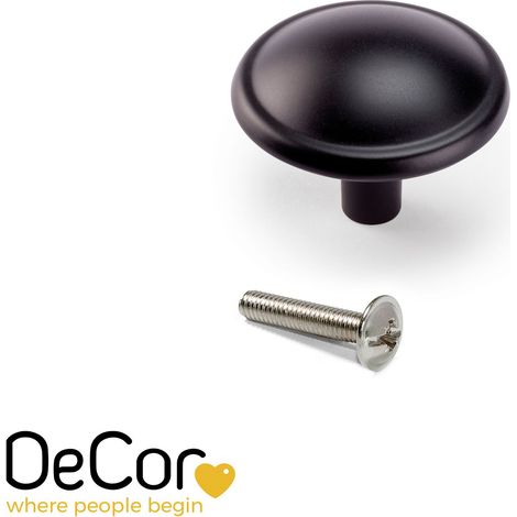 Emuca Lote de 25 pomos para mueble Massanassa, diámetro 32mm, Zamak, Negro