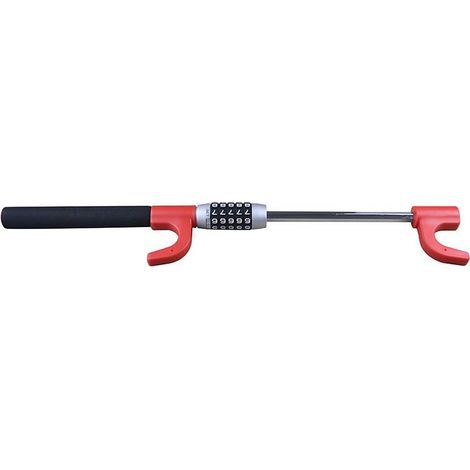 Antivol volant voiture universel à code 5 chiffres, bloque volant antivol mécanique sans clé, double crochet acier ABS pour voiture camion SUV, rouge (1/4)