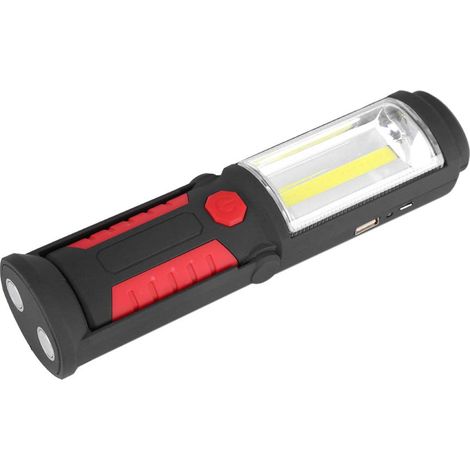 Lampe de Travail LED COB Rechargeable 3W, Lampe de Poche d'Inspection Camping, avec Support Magnétique pour Travail à Domicile et Kit d'Urgence