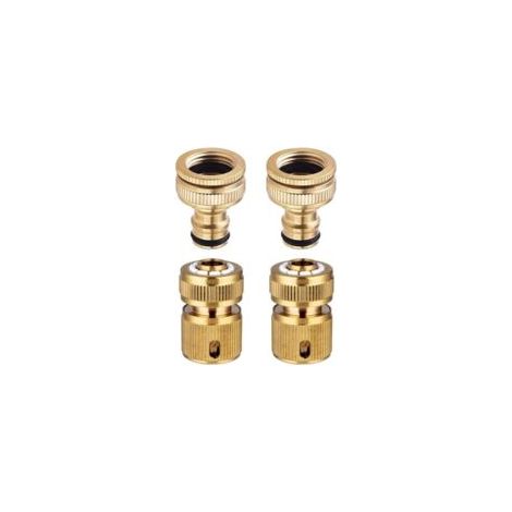 Conector de grifo para manguera de jardín, conexión rápida, para mangueras de 1/2" y 3/4", adaptador de grifo, 2 piezas - Crezuo