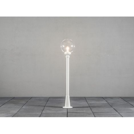 Wegeleuchte ORION Aluminium Weiß mit Glaskugel, Höhe 118cm (1/5)