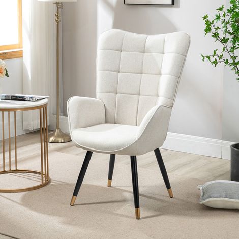 Fauteuil 66x74x106 cm en tissu beige et noir - DELEO