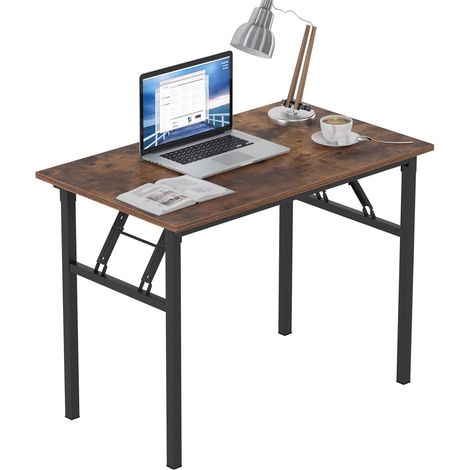Soges Bureau d’Ordinateur Informatique Pliante 100x60cm Table d’étude/à dîner Pliable pour Maison/Bureau,Vintage et Noir