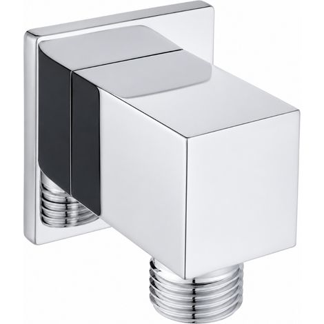 Schläfer 814410  Presa Acqua Doccia Quadra con Rosone Scorrevole, Uscita Acqua Parete G 1/2" Ø 20,86 mm, Raccordo Gomito per Flessibile Doccetta, Ottone Cromato Design Moderno