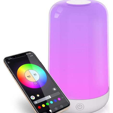 Lampada da comodino smart touch, piccola lampada da tavolo wireless ricaricabile da 3600mAh, 7 colori e luce notturna a LED dimmerabile, ideale per camera da letto, comodino, cameretta e soggiorno. (1/5)