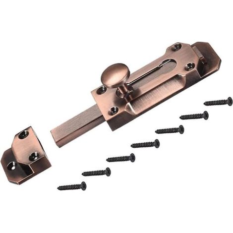 Verrou coulissant (8,1 cm) 1 pièce, verrou de sécurité en alliage de zinc avec vis - pour meubles, portail de jardin, bronze rouge (1/4)