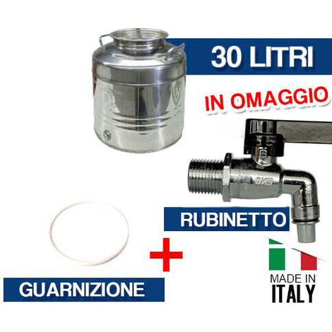 CONTENITORE BIDONE FUSTO PER OLIO IN ACCIAIO INOX 15 30 50 LT M. ITALY 36183V 30 LT C/RUB. (36184/1