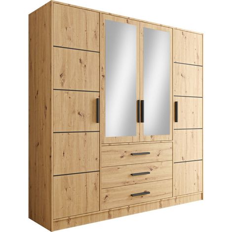 Armoire Lombala 104 , 200x196x58cm, Portes d'armoire: Avec des charnières, Nombre d'étagères: 8