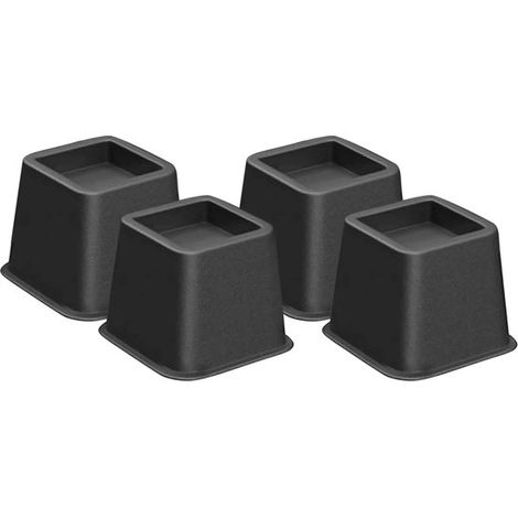Ensemble de 4 rehausseurs de meubles réglables - 10 cm - Rehausseurs de lit - Rehausseurs de pieds de table - Charge maximale : 600 kg - Noir (1/5)