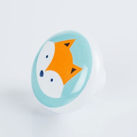 Lot de 4 boutons en céramique pour meubles en céramique Motif animalier Poignée en céramique pour meubles de chambre d'enfant Portes d'armoires (renard orange) (1/5)