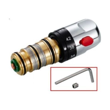 FENOPLASTICACartouche thermostatique pour barre de douche – Laiton massif chromé – Disque céramique – Verrouillage sécurité 38°C (1/5)