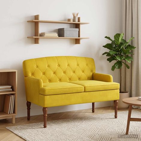 vidaXL Canapé love seat avec capitonnage en boutons Jaune clair (1/5)