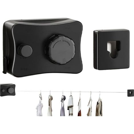Retractable indoor clothesline - 5.1 m - Heavy-duty - Wall-mounted - For camping, travel, shower, home, apartment, balcony, family, friends (1/5)